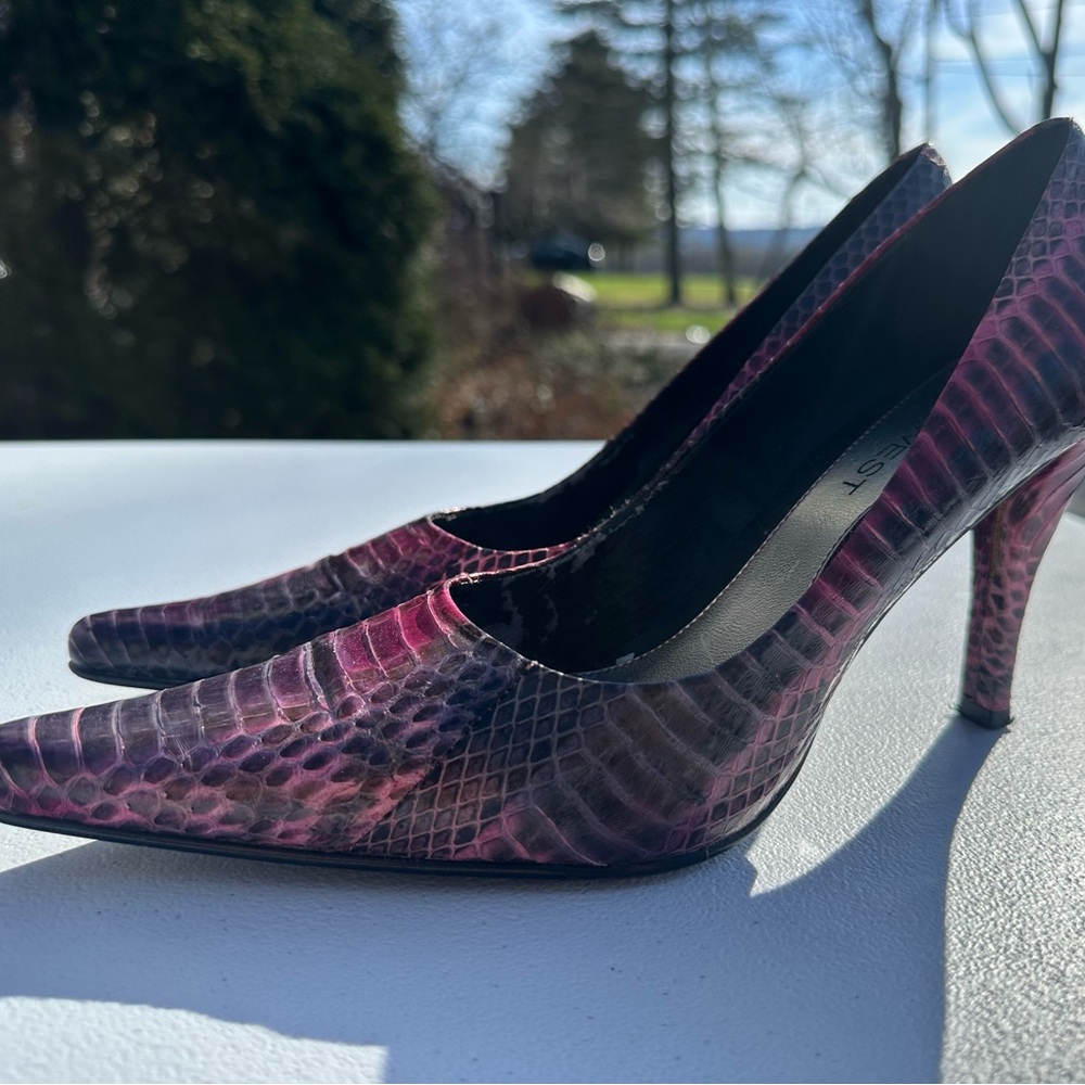 Nine West Purple Snakeskin Heels